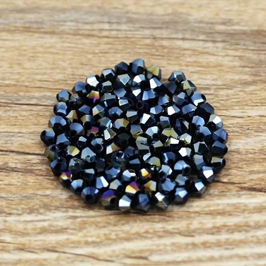 Margele sticla biconice 4mm negru AB