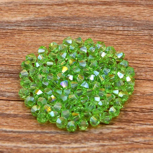 Margele sticla biconice 4mm verde mar efect AB