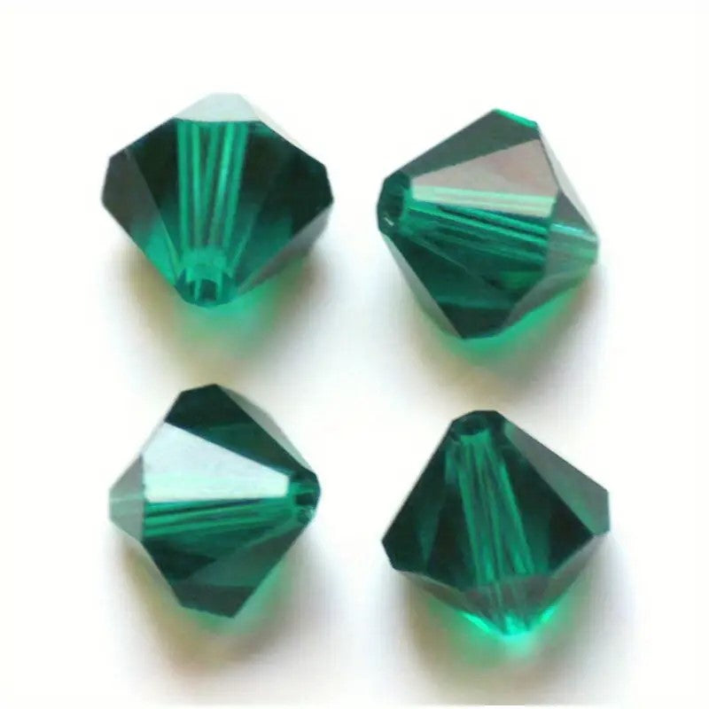 Margele sticla biconice 6mm verde inchis