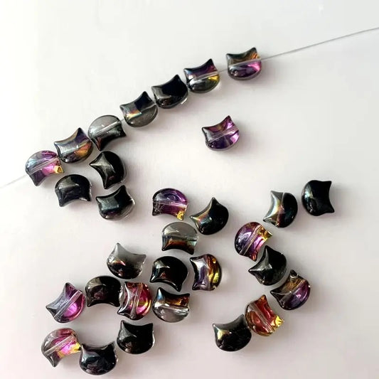 Margele sticla cap de pisica 8x10mm negru