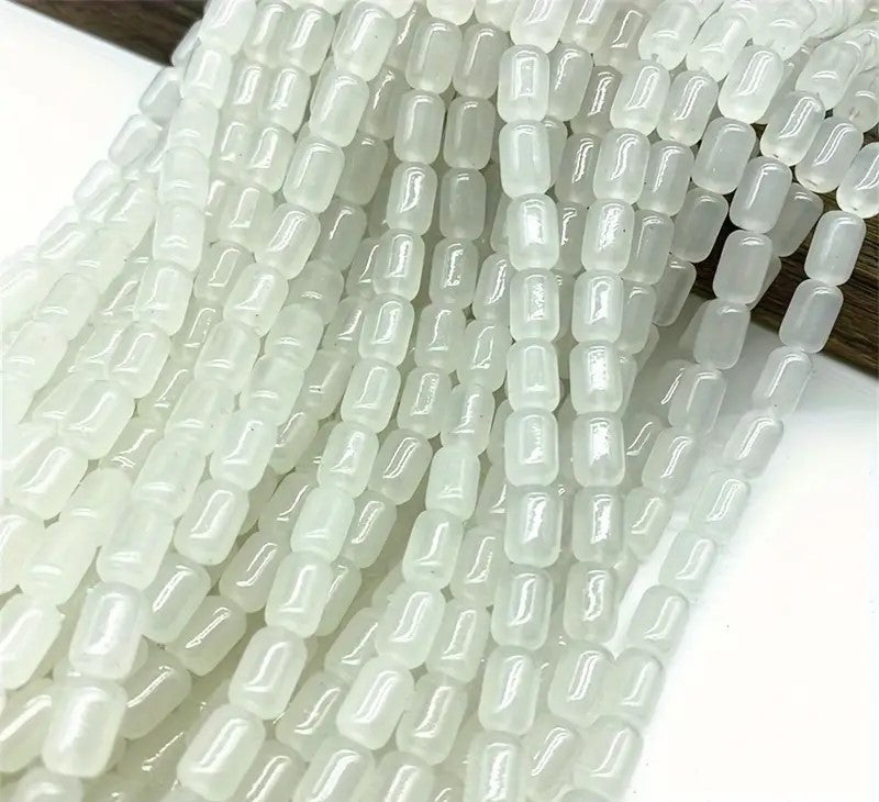 Margele sticla cilindrice 9x6 alb