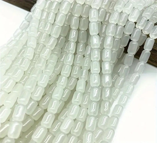 Margele sticla cilindrice 9x6 alb