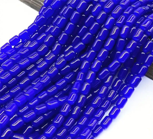 Margele sticla cilindrice 9x6mm albastru