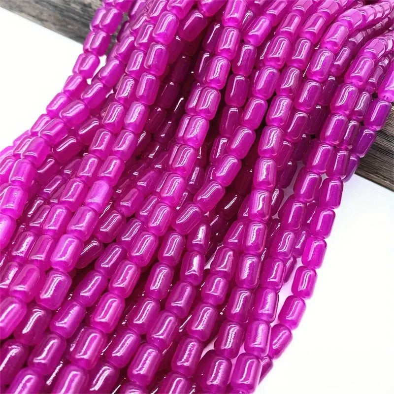 Margele sticla cilindrice 9x6mm fucsia