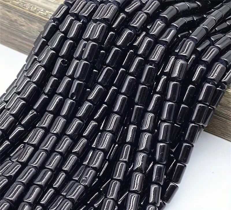 Margele sticla cilindrice 9x6mm negru