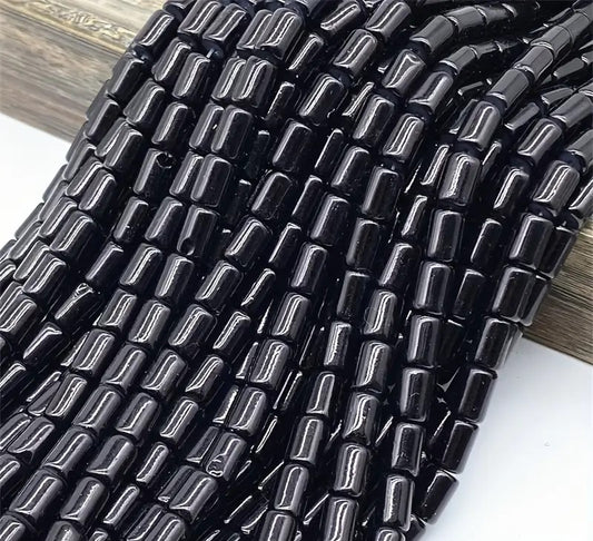 Margele sticla cilindrice 9x6mm negru