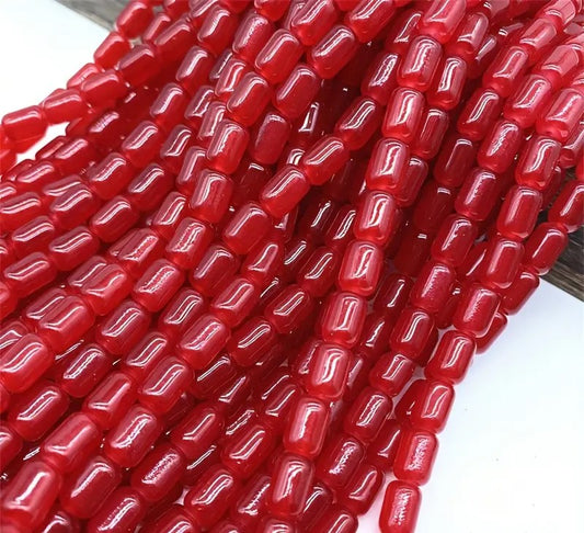 Margele sticla cilindrice 9x6mm rosu