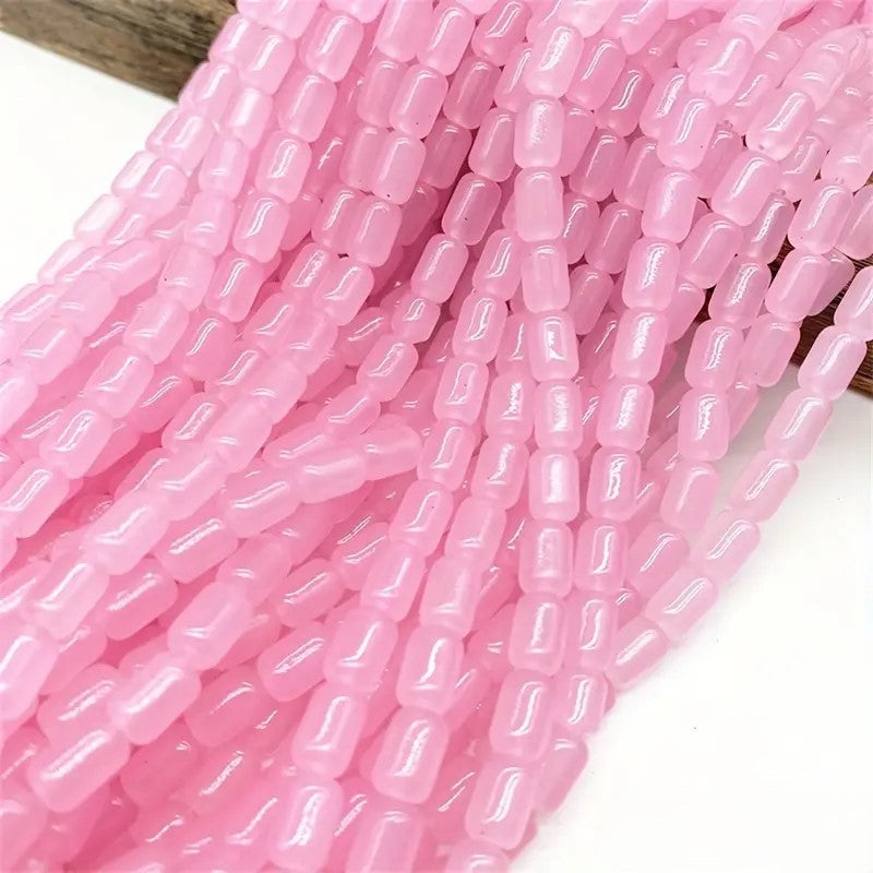 Margele sticla cilindrice 9x6mm roz