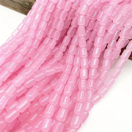 Margele sticla cilindrice 9x6mm roz