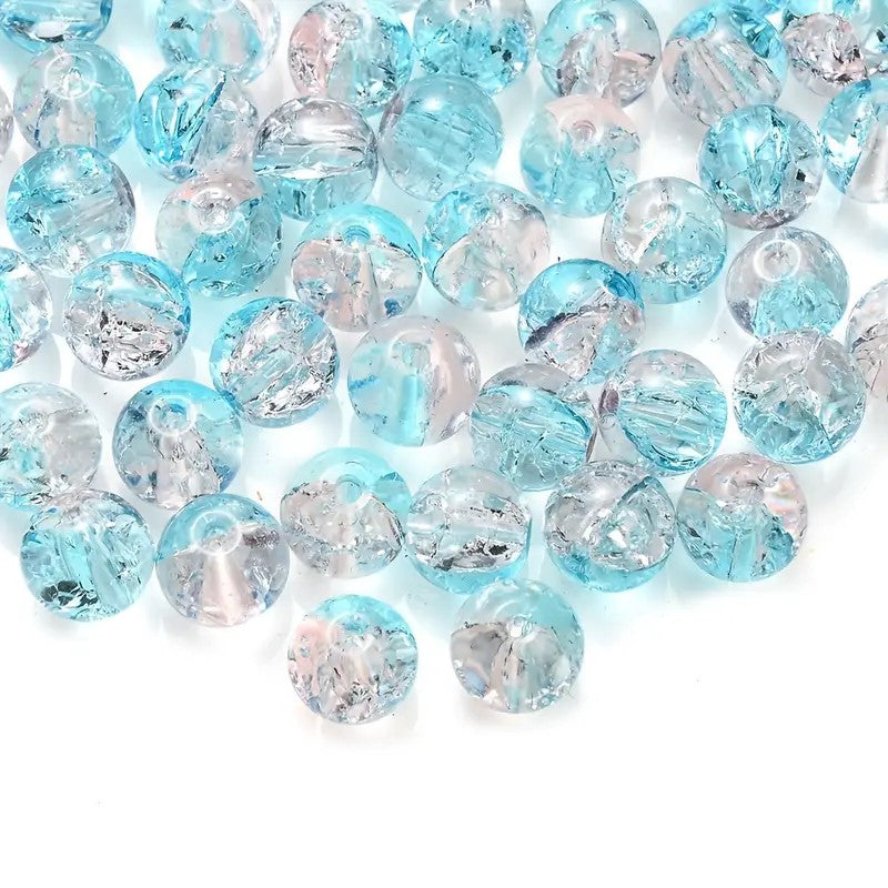 Margele sticla crackle 8mm albastru cer