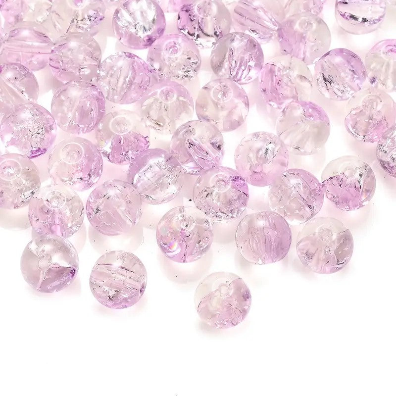 Margele sticla crackle 8mm mov