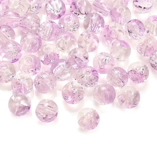 Margele sticla crackle 8mm mov