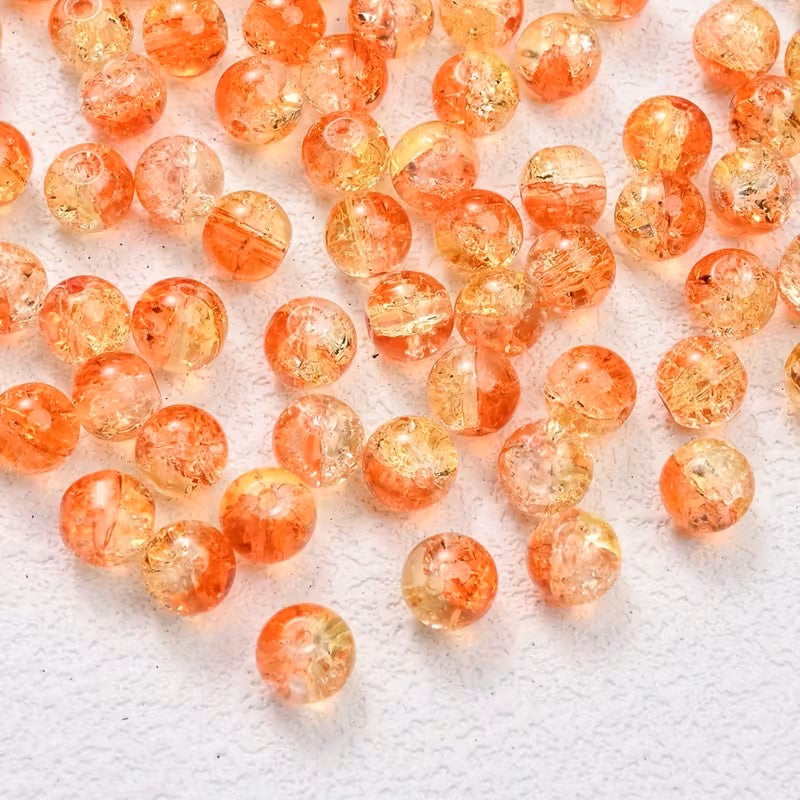 Margele sticla crackle 8mm portocaliu