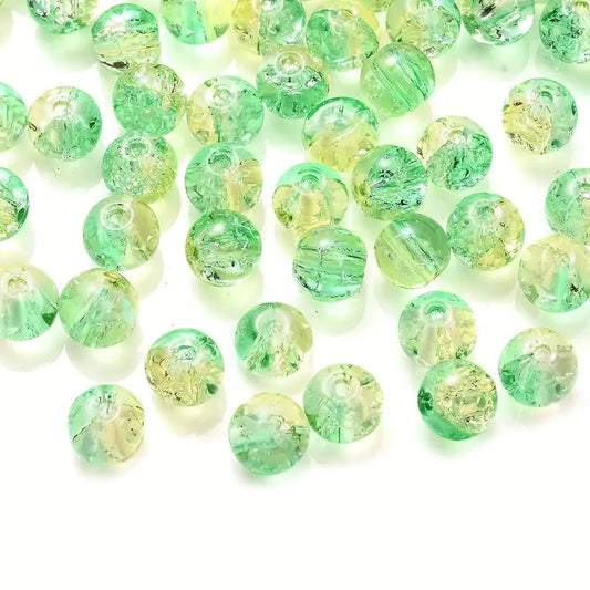 Margele sticla crackle 8mm verde