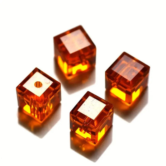 Margele sticla cub 4mm portocaliu inchis