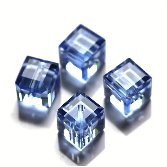 Margele sticla cub 6mm albastru cer
