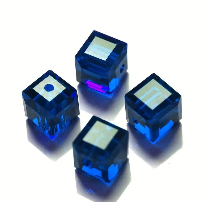 Margele sticla cub 6mm albastru inchis