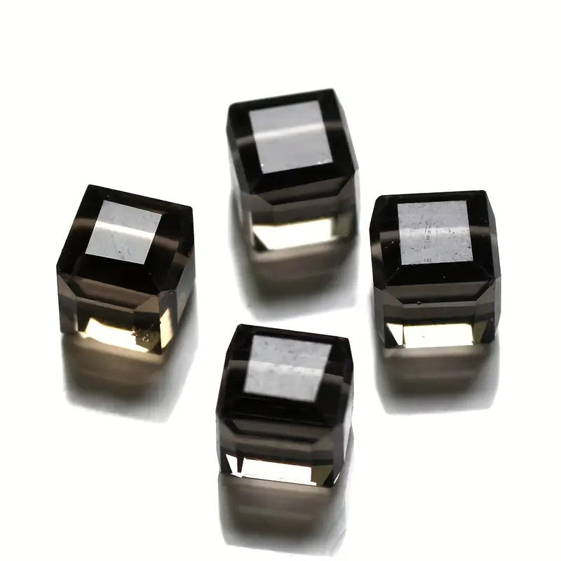 Margele sticla cub 6mm gri