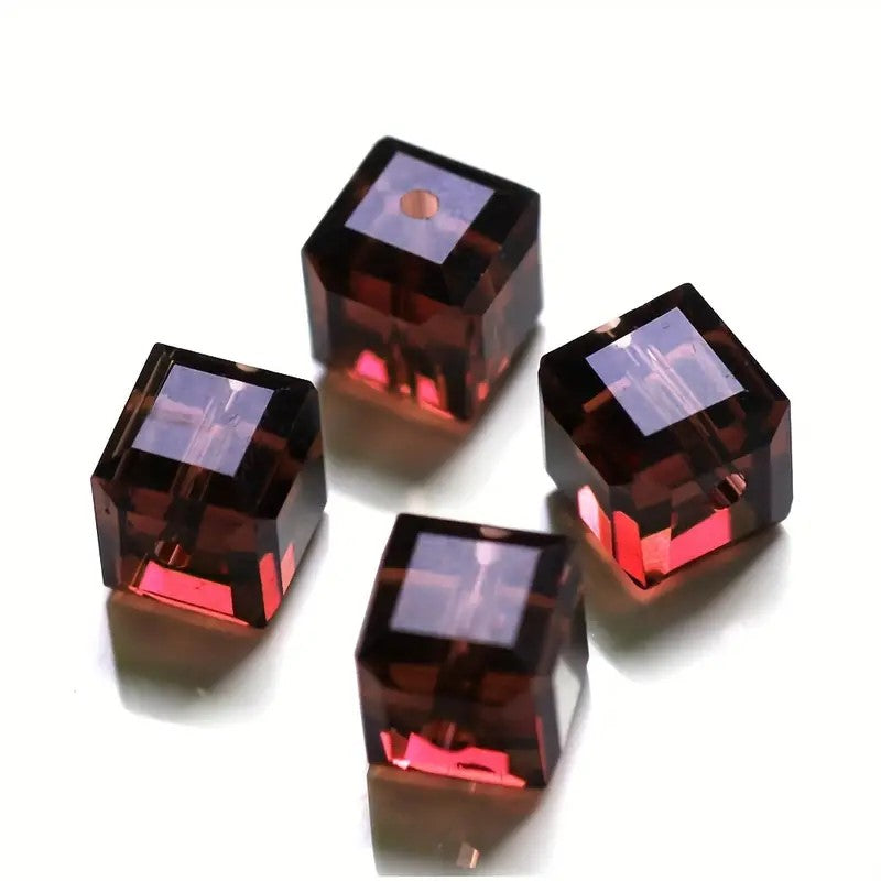 Margele sticla cub 6mm mov rosiatic