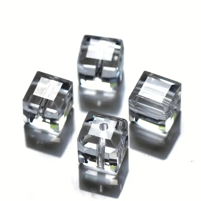 Margele sticla cub 6mm transparent