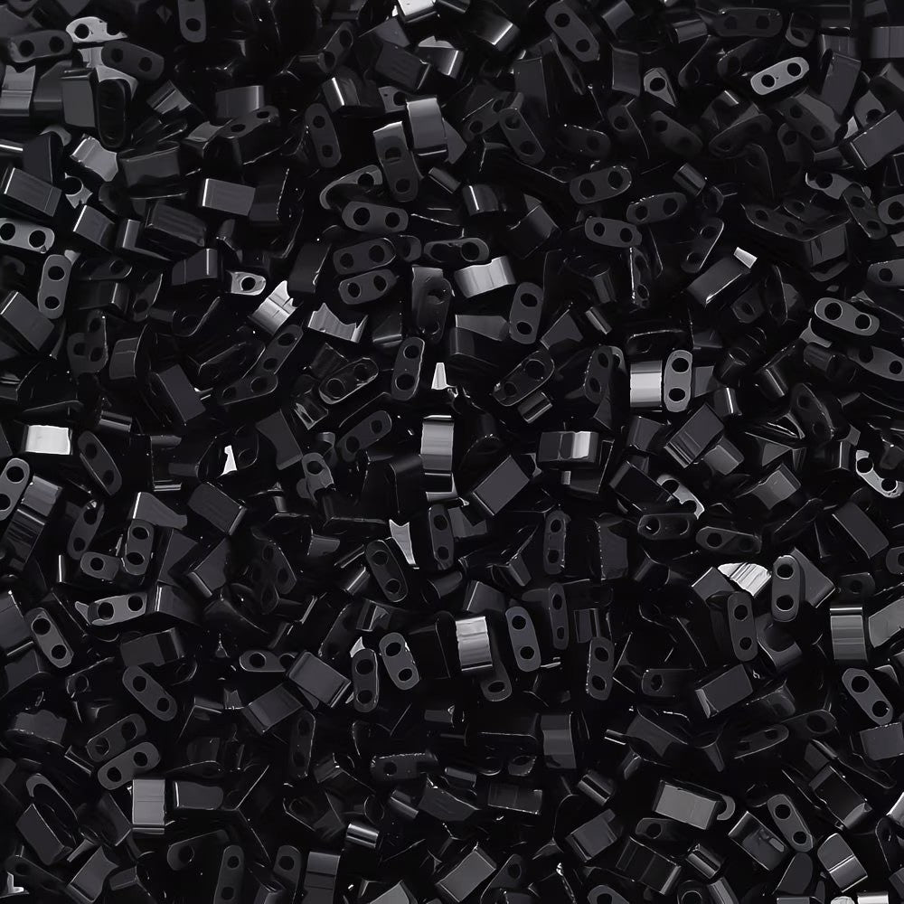 Margele sticla cu doua orificii 5x2.5mm negru