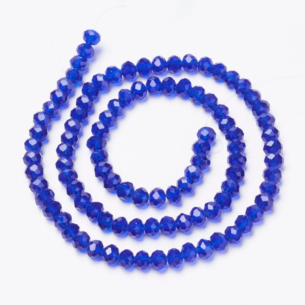 Margele sticla fatetate rondele 4mm albastru regal
