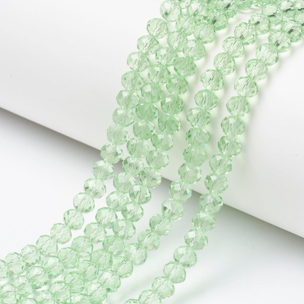 Margele sticla fatetate rondele 4mm verde deschis