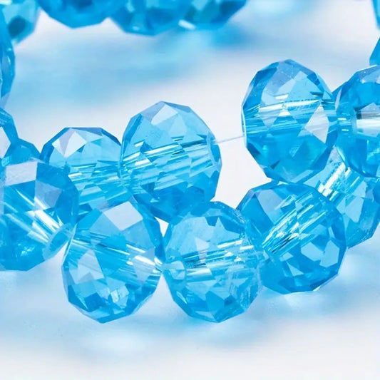 Margele sticla fatetate rondele 8mm albastru deschis