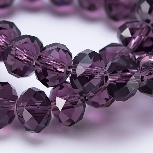 Margele sticla fatetate rondele 8mm mov