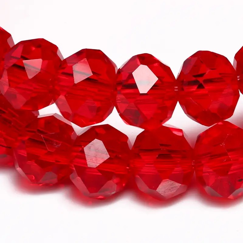 Margele sticla fatetate rondele 8mm rosu