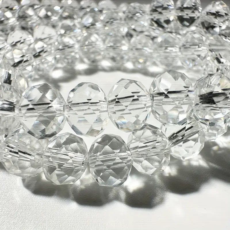 Margele sticla fatetate rondele 8mm transparent