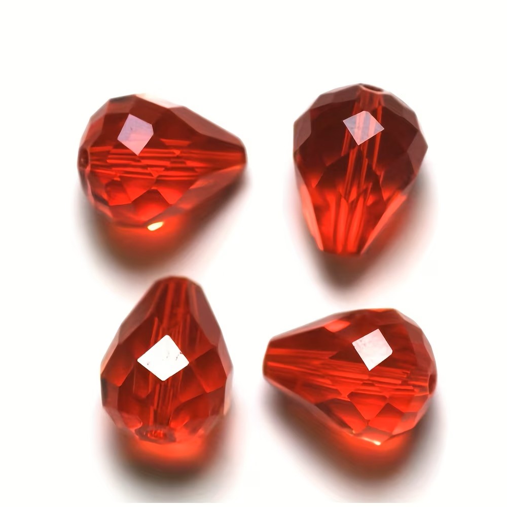 Margele sticla fatetate lacrima 5x7mm rosu