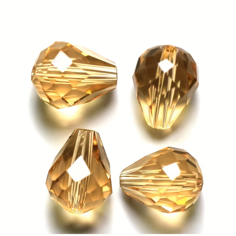 Margele sticla fatetate lacrima 5x7mm sampanie