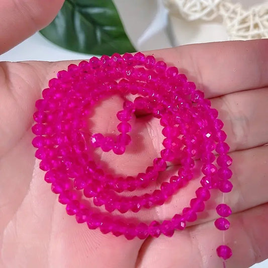 Margele sticla fatetate rondele 4mm fucsia