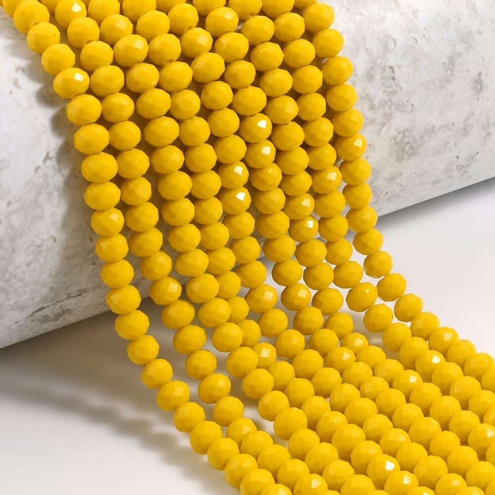 Margele sticla fatetate rondele 4mm galben mat
