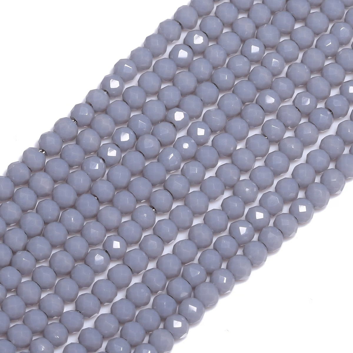 Margele sticla fatetate rondele 4mm gri mat