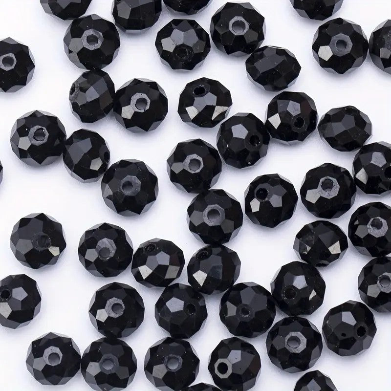 Margele sticla fatetate rondele 4mm negru