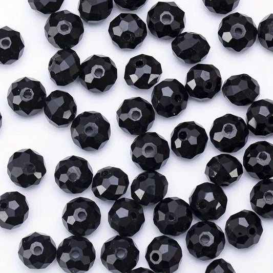 Margele sticla fatetate rondele 4mm negru