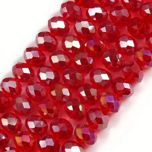 Margele sticla fatetate rondele 4mm rosu inchis AB