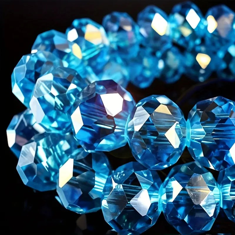 Margele sticla fatetate rondele 6mm albastru cer