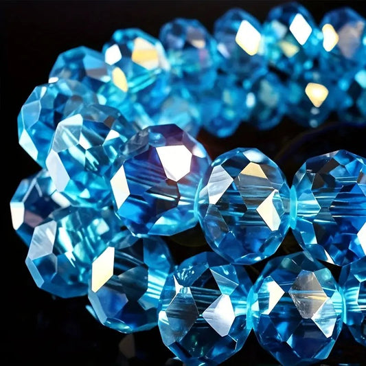 Margele sticla fatetate rondele 6mm albastru cer