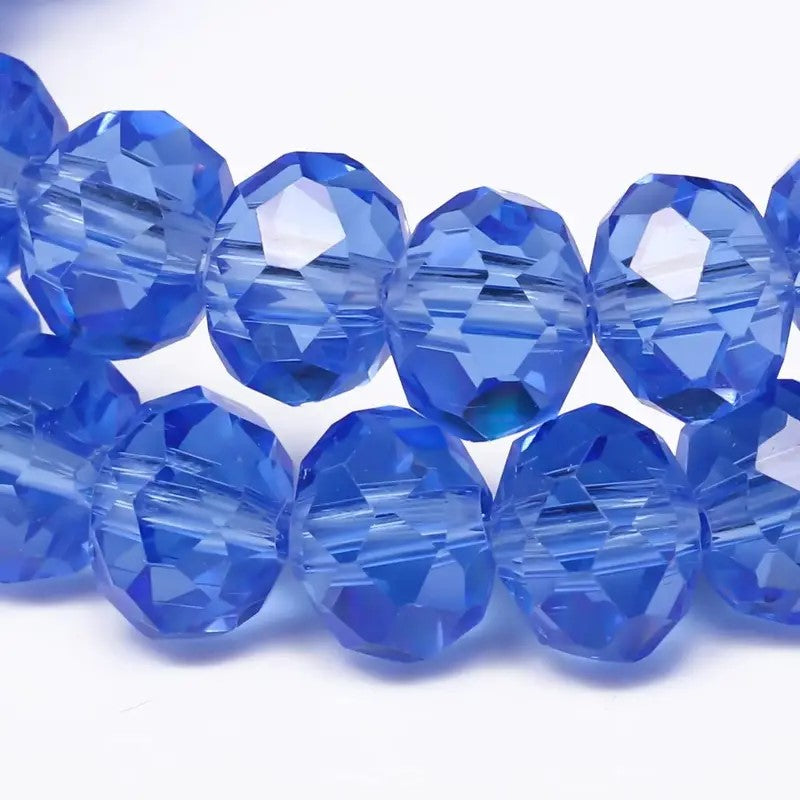 Margele sticla fatetate rondele 6mm albastru inchis