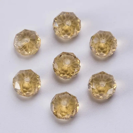 Margele sticla fatetate rondele 6mm bej sampanie