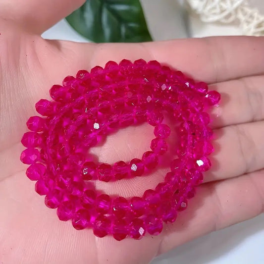 Margele sticla fatetate rondele 6mm fucsia