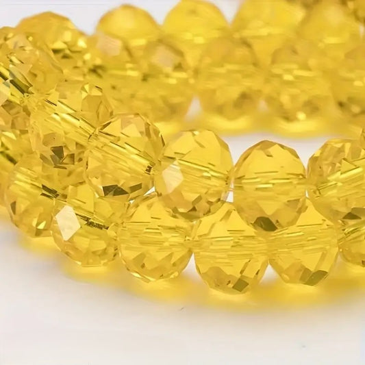 Margele sticla fatetate rondele 6mm galben