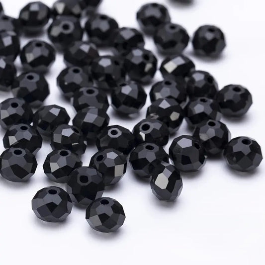 Margele sticla fatetate rondele 6mm negru