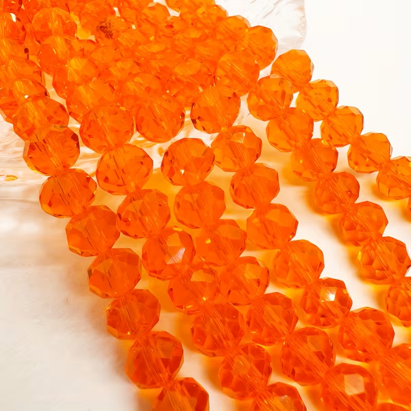 Margele sticla fatetate rondele 6mm portocaliu