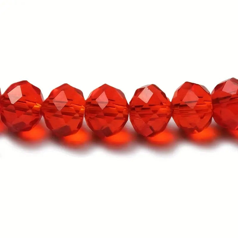 Margele sticla fatetate rondele 6mm rosu