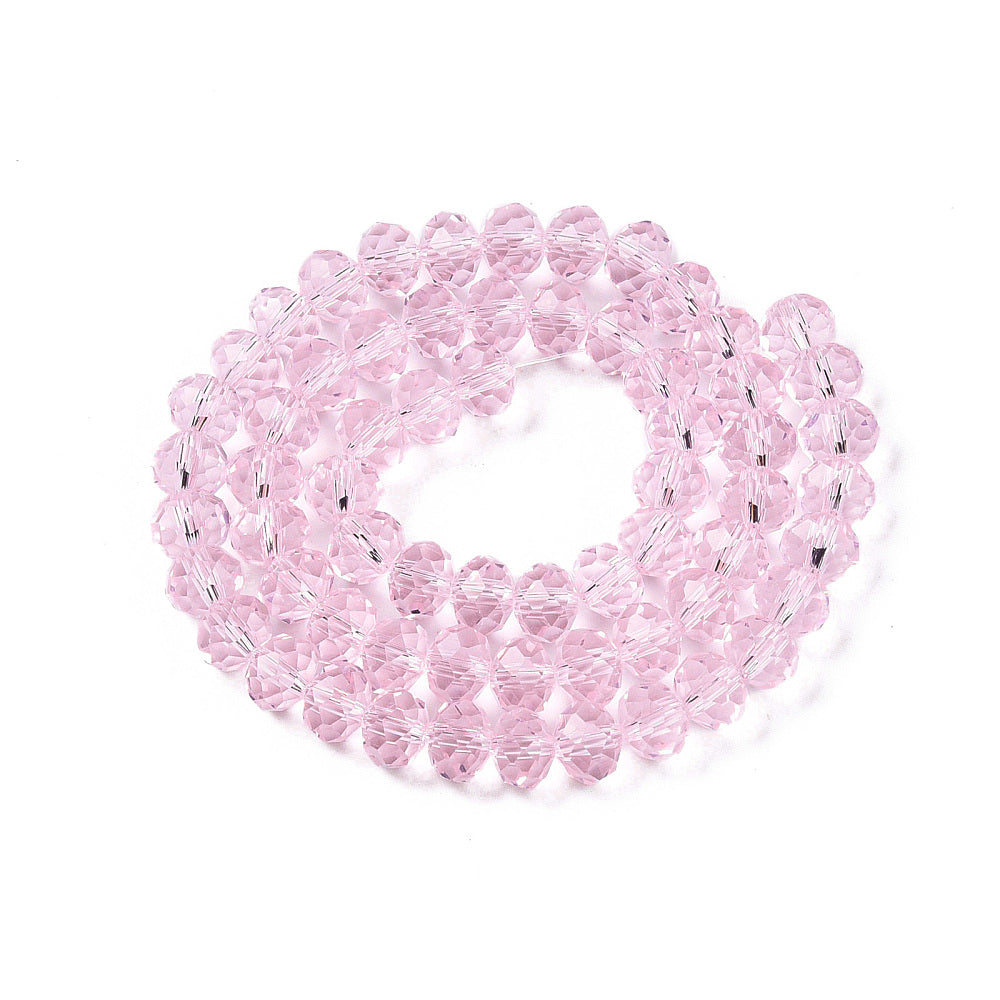 Margele sticla fatetate rondele 6mm roz
