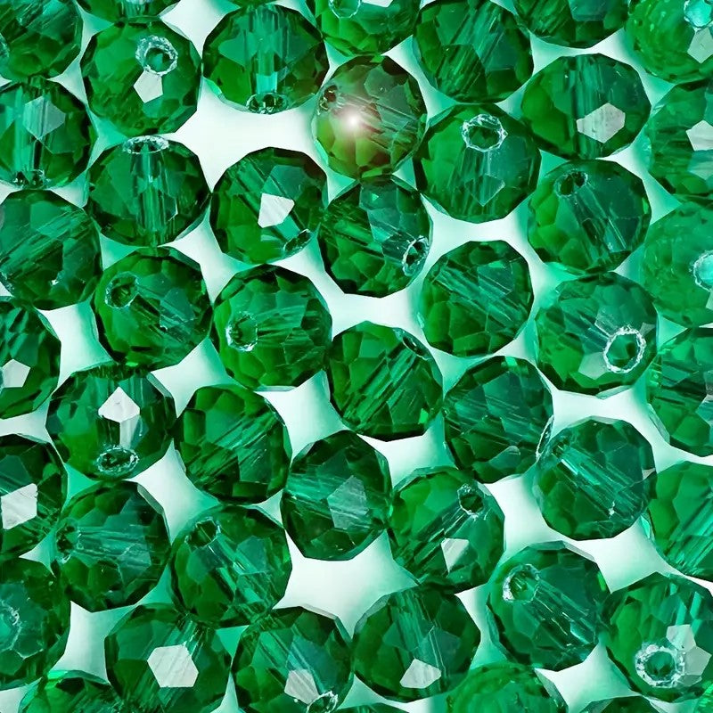 Margele sticla fatetate rondele 6mm verde inchis